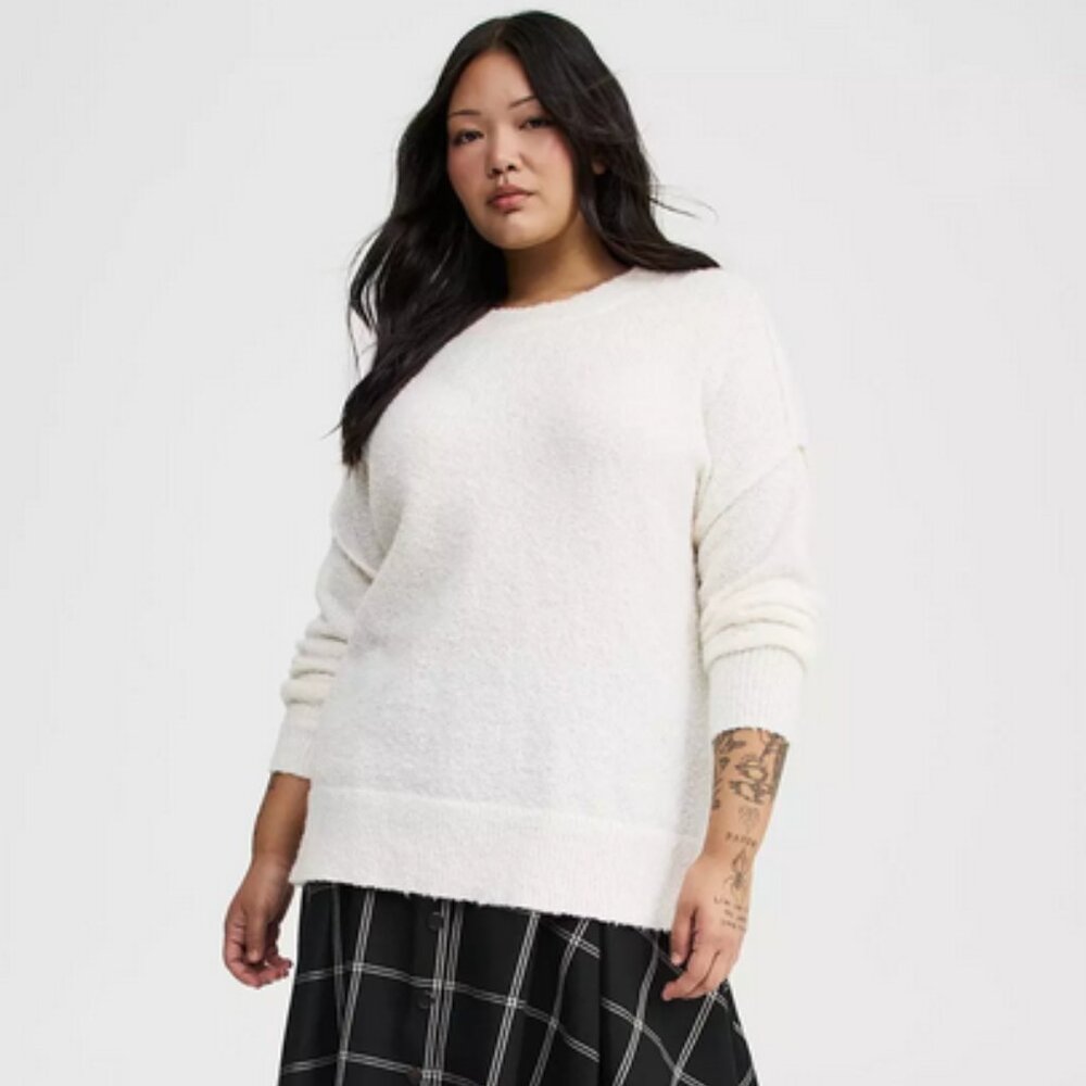Torrid Boucle Sweater White